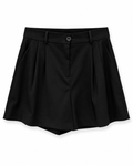 Black Pleated Viscose Shorts