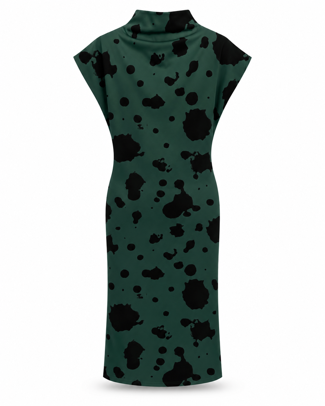Green Abstract Print Ruched Dress