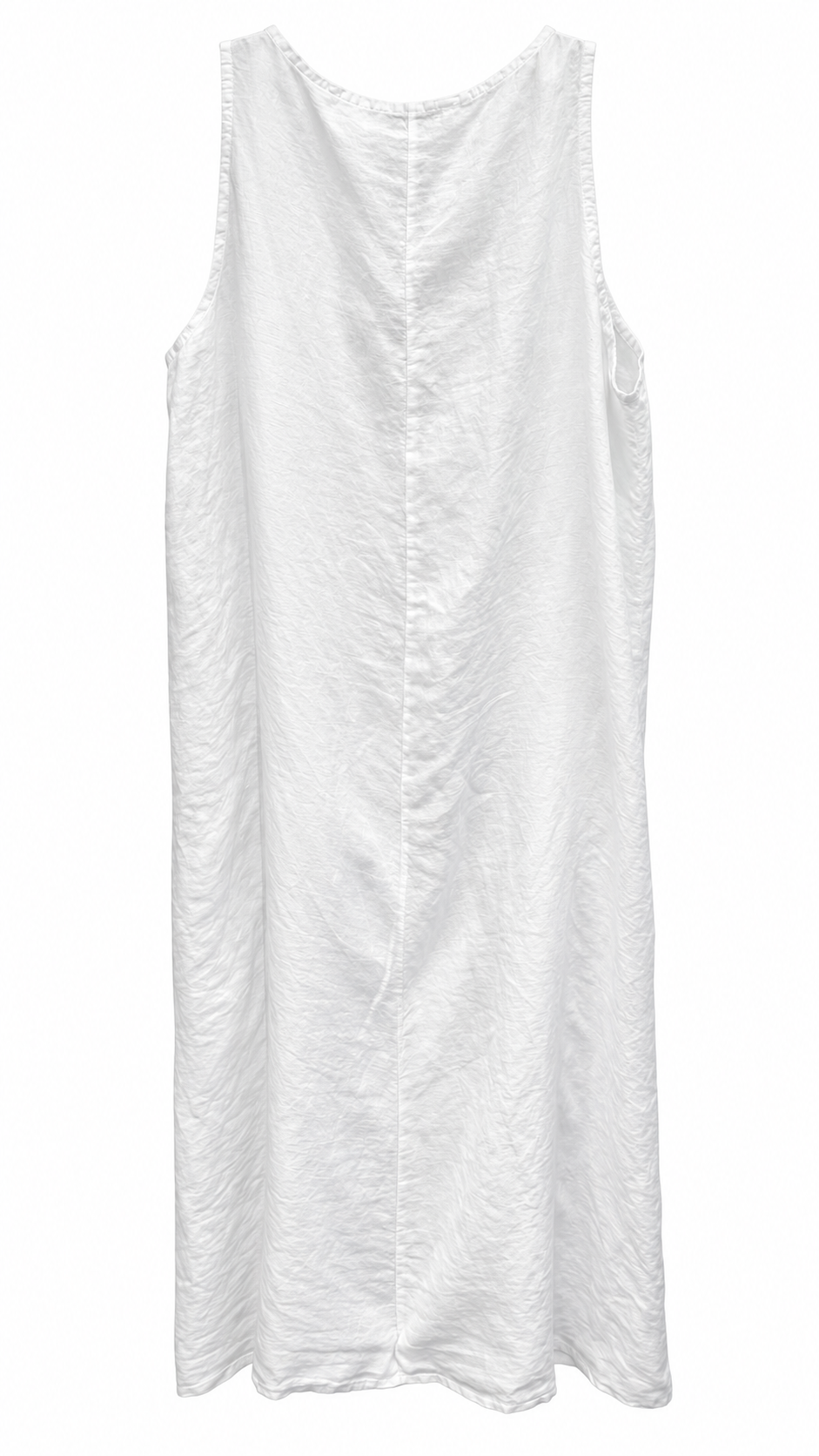 White Linen Crystal Crochet Star Appliqué Side-Tie Midi Dress