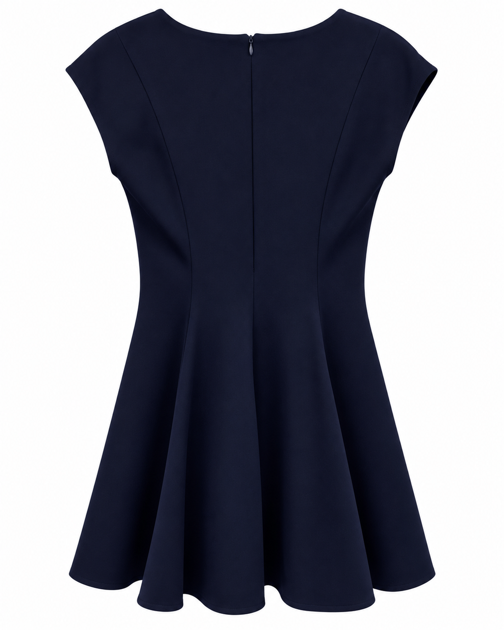 Navy Scallop-Hem Skater Dress