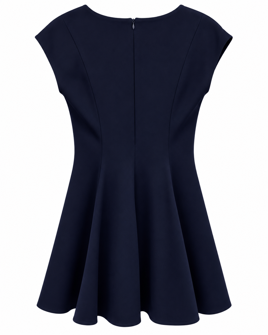 Navy Scallop-Hem Skater Dress