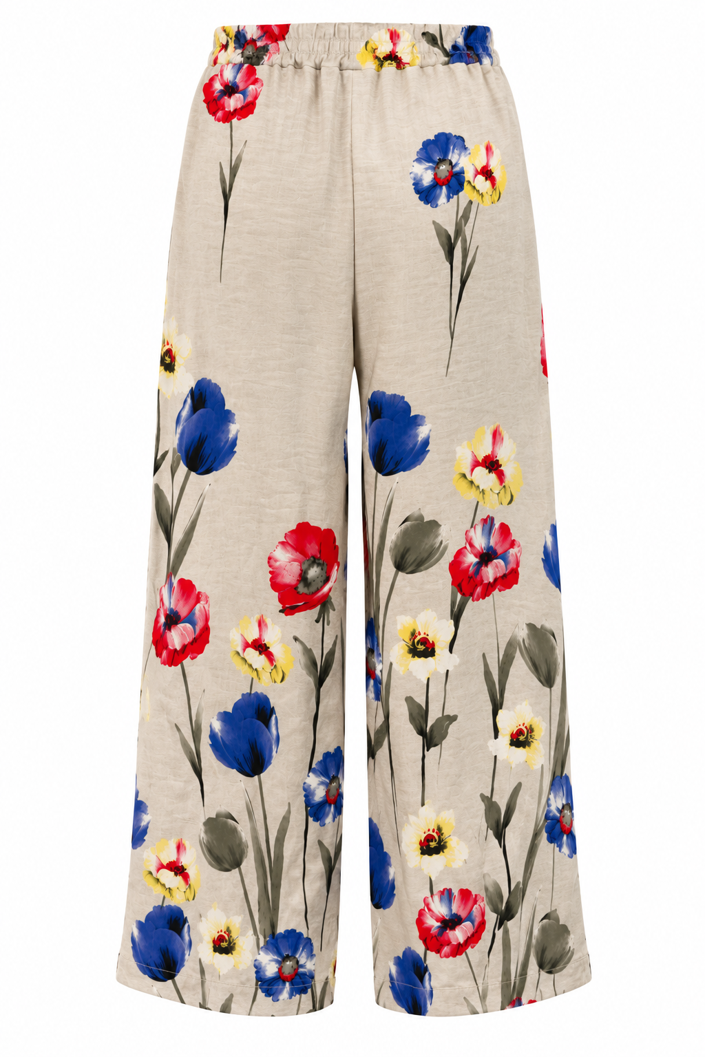 Italian Linen Floral Wide-Leg Trousers Puro Lino detail view