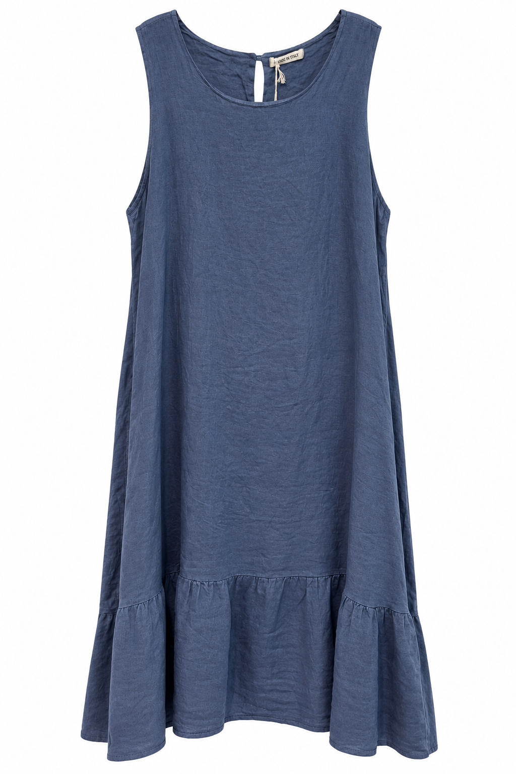 Italian Linen Ruffle Hem Dress – Made in Italy