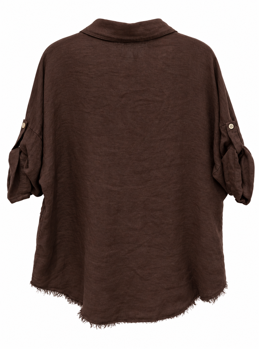 Chocolate Linen Floral Lace Shirt