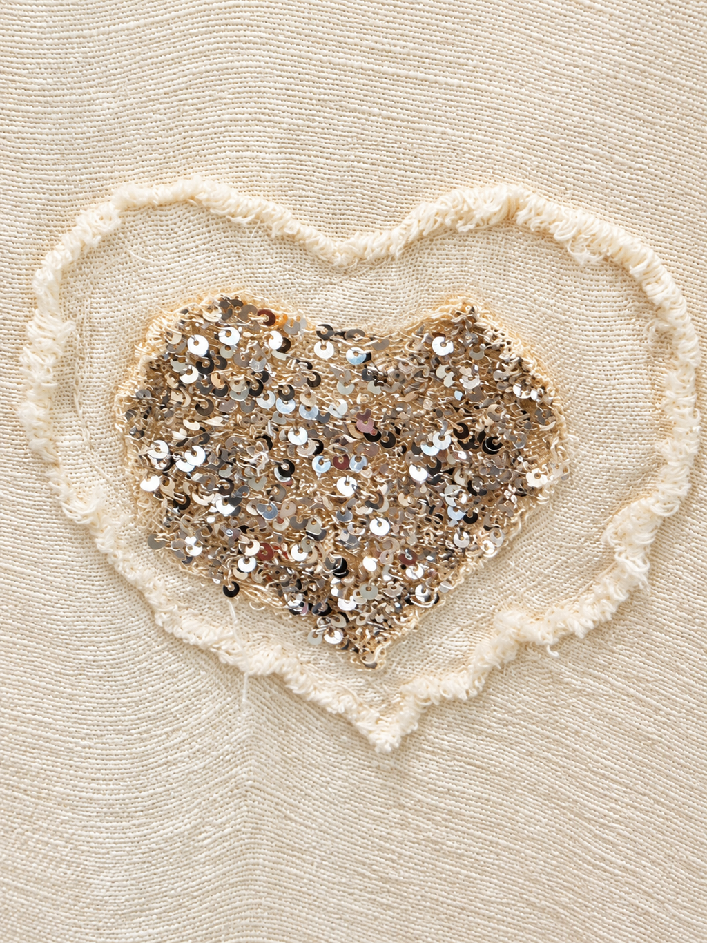 Ivory Linen Sequin Heart Dress