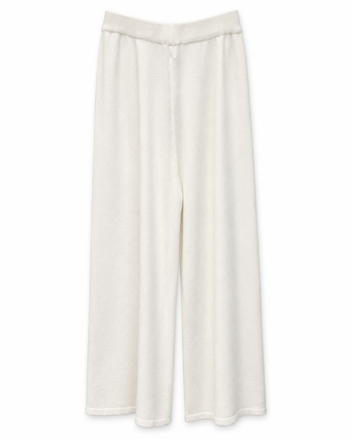 White Appliqué Top & Wide-Leg Trousers Set