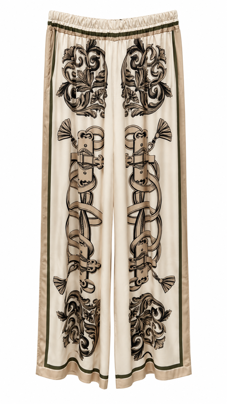Ivory Baroque Print Satin Set