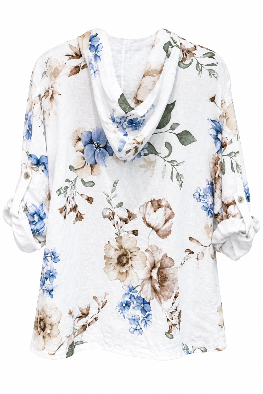 Italian Linen Floral Zip Hoodie Jacket – Made in Italy