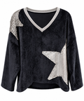 Deep Navy Corduroy Star Embellished Top