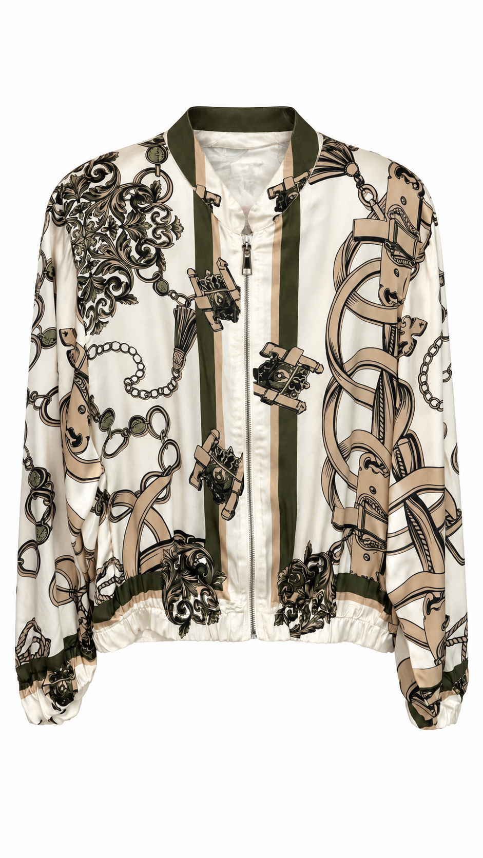 Ivory Baroque Print Satin Set