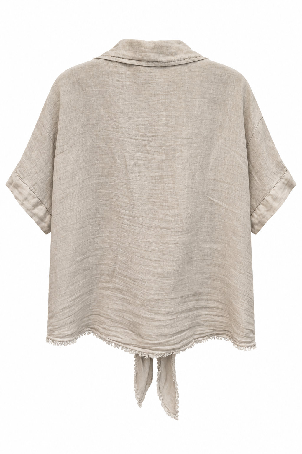 Beige Linen Crochet Lace Shirt