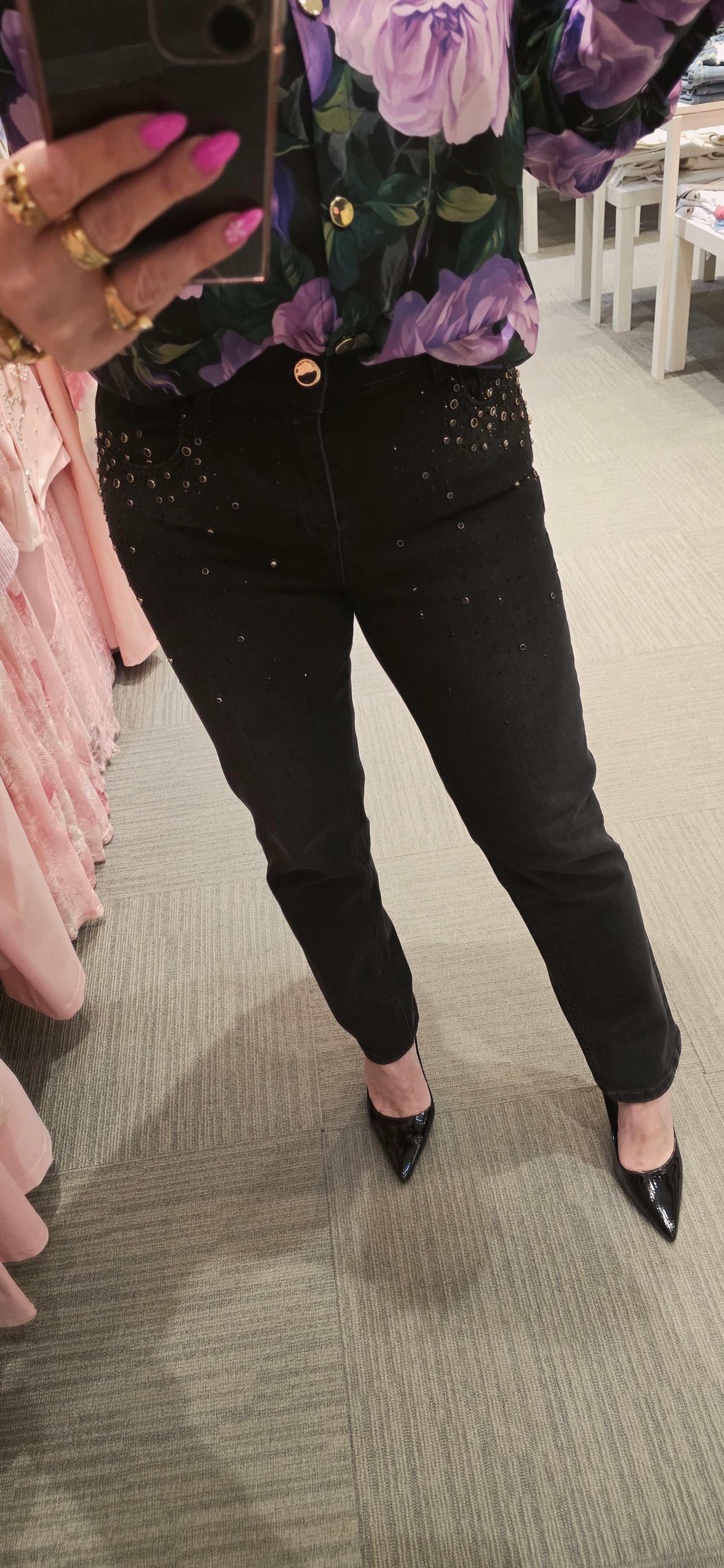 Black Jeans with Studs & Crystals