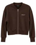Dark Brown Zip Bomber Sweatshirt