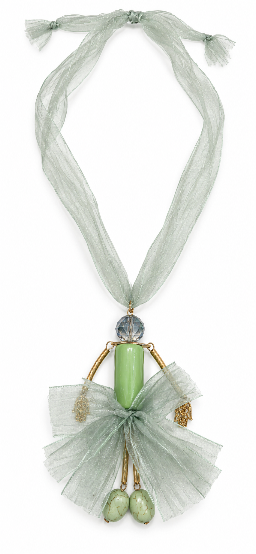 Sage Organza Doll Necklace