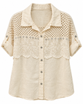 Ivory Linen Crochet Shirt