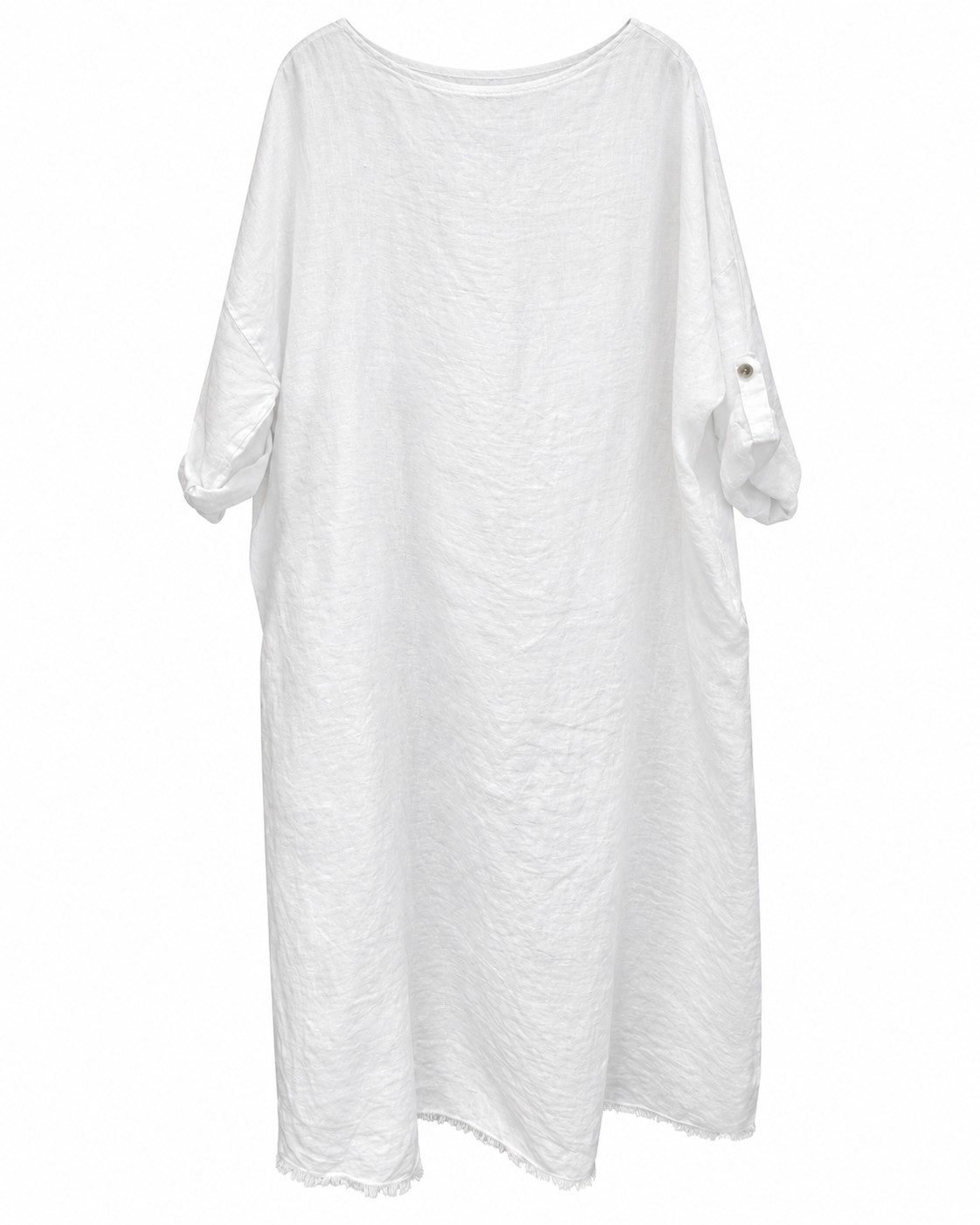 White Linen Crystal Flower Tunic