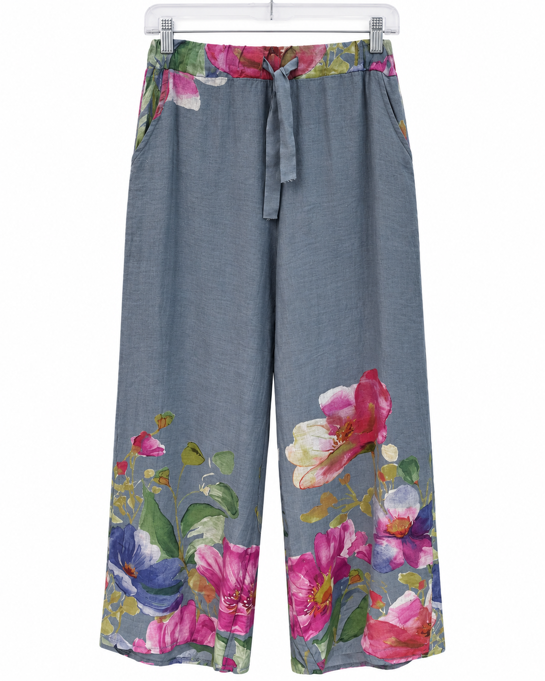 Italian Linen Floral Shirt & Wide-Leg Trousers Set – Puro Lino