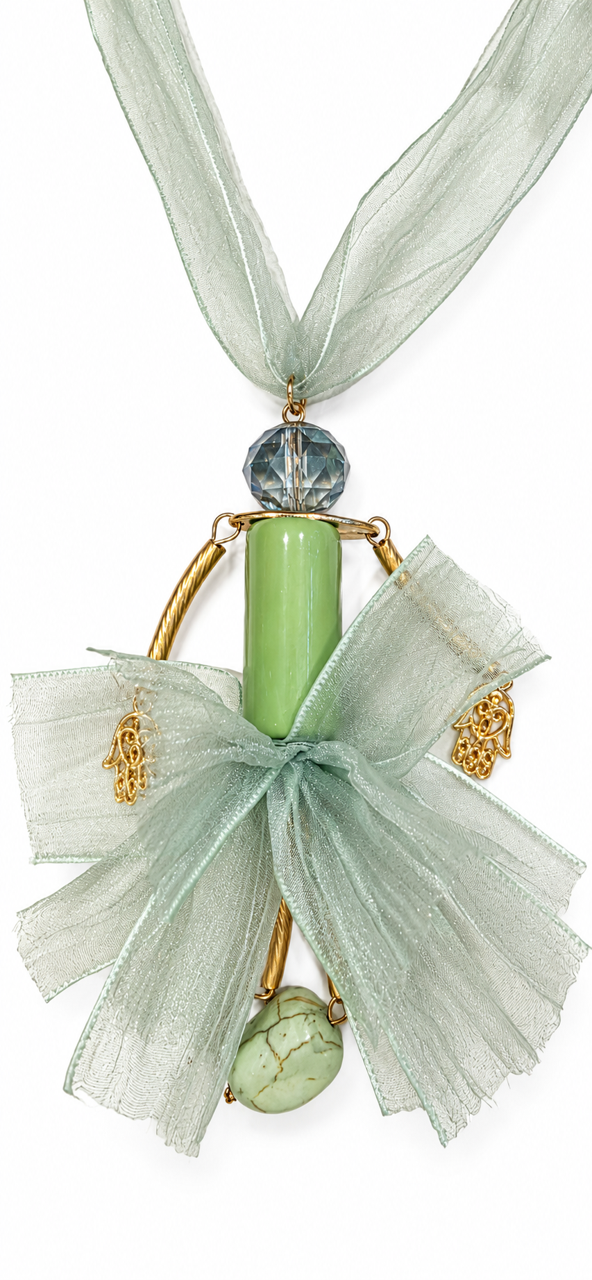 Sage Organza Doll Necklace