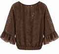 Chocolate Lace Ruffle-Cuff Blouse