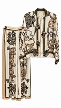 Ivory Baroque Print Satin Set