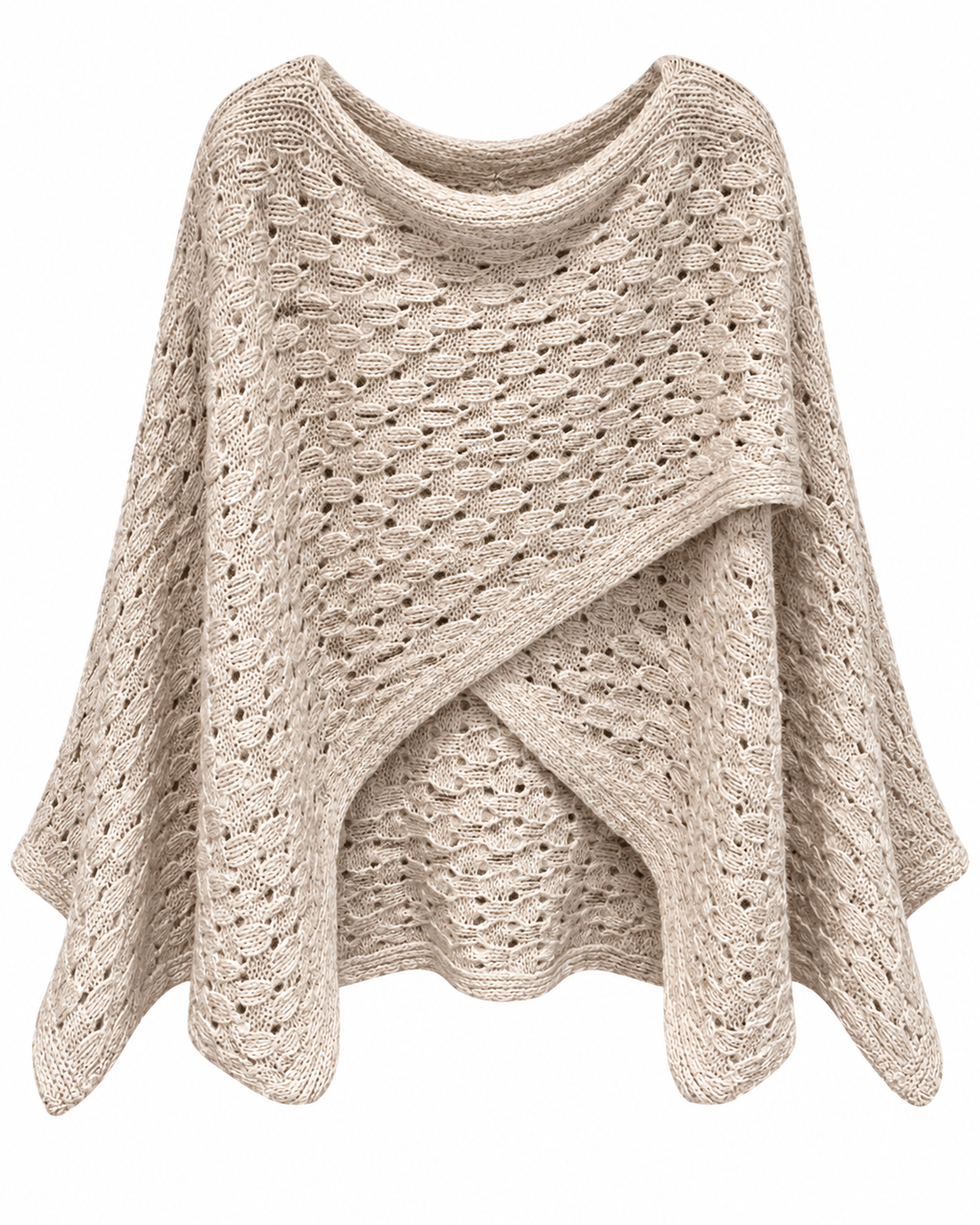 Cream Open-Knit Open-Front Sweater
