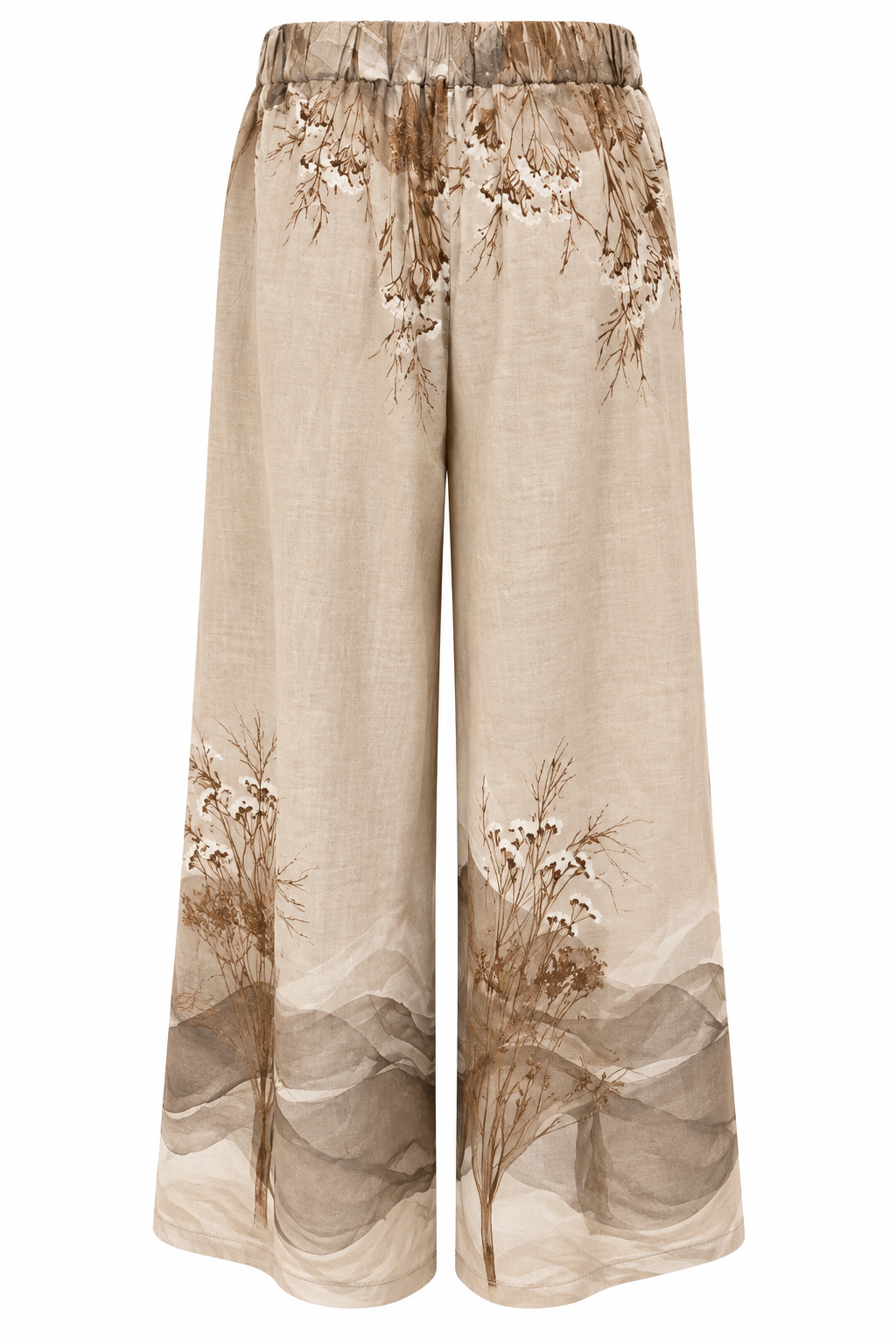 Elegant Beige Botanical Linen Co-Ord Set