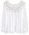 Elegant White Lace-Collar Blouse
