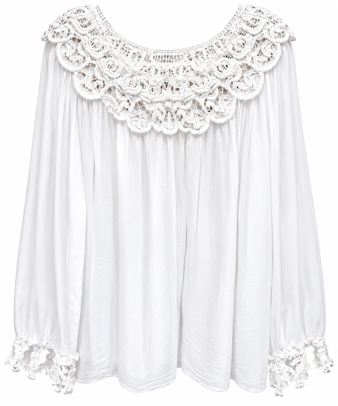 Elegant White Lace-Collar Blouse