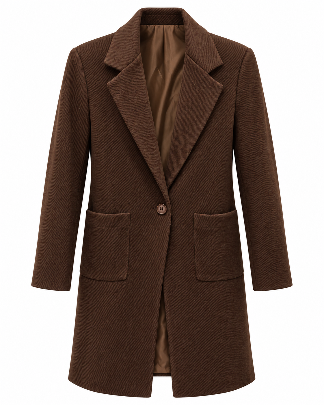 Chocolate Brown Single-Button Longline Jacket
