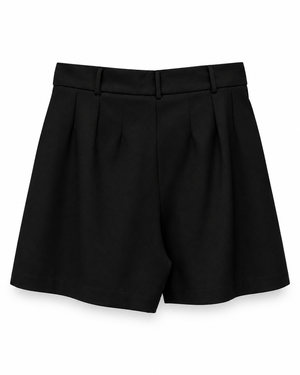 Black Pleated Viscose Shorts