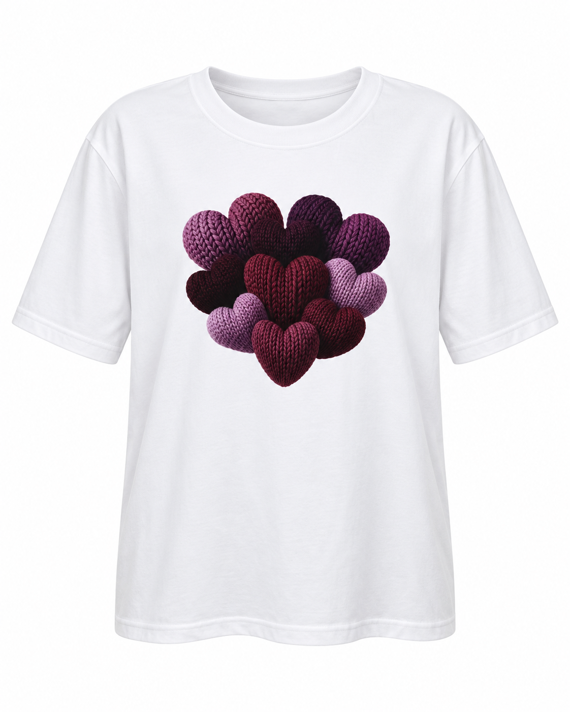 White Cotton Heart Print T-Shirt