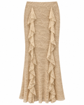 Gold Lace Ruffle Maxi Skirt