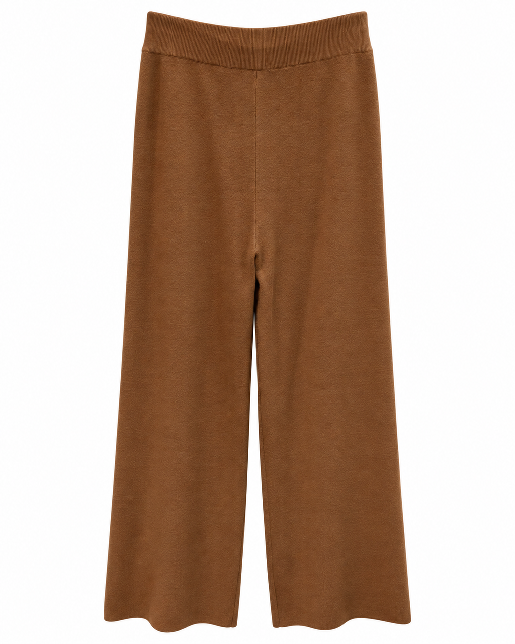 Caramel Brown Velvet Bomber & Wide-Leg Knit Set