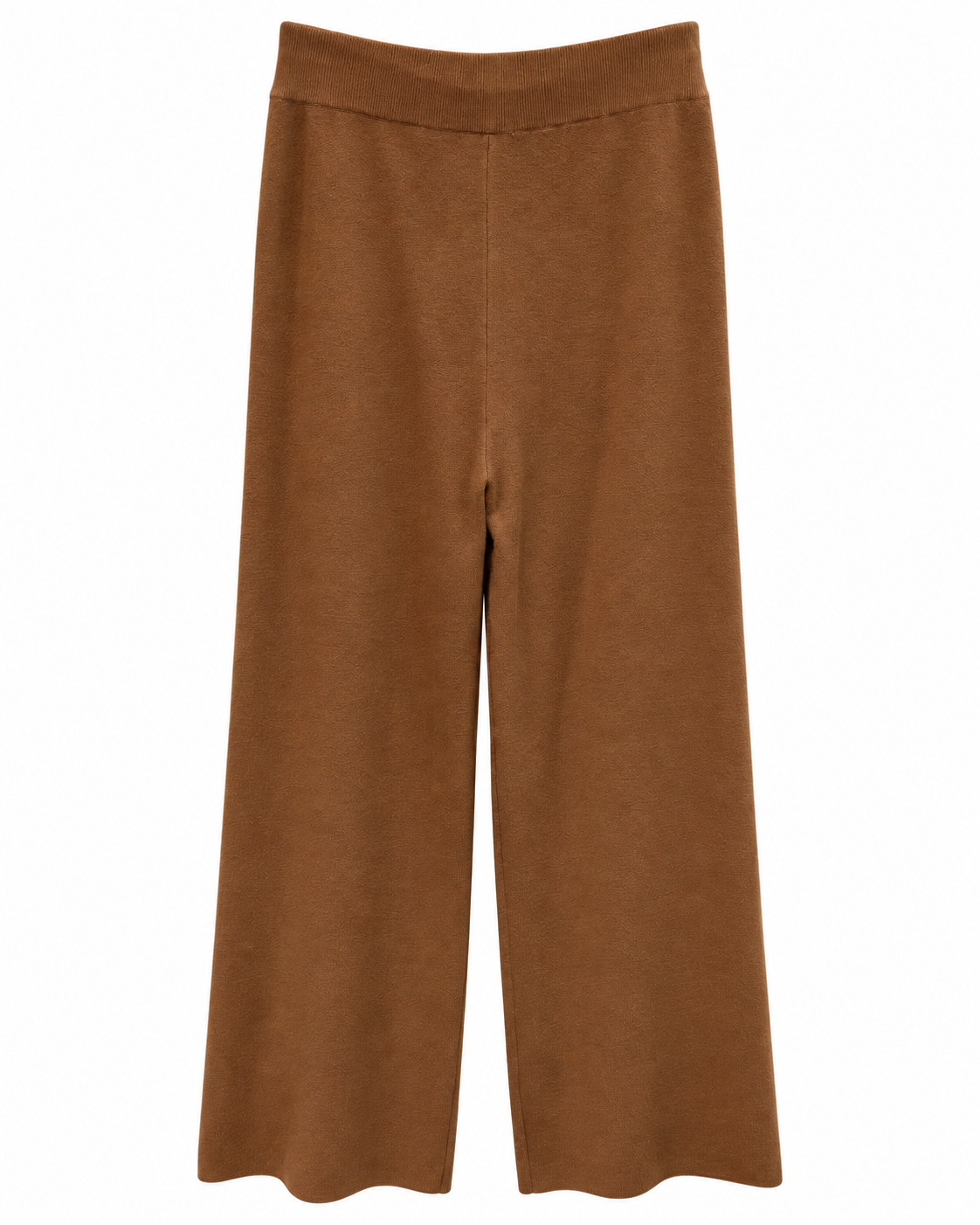 Caramel Brown Velvet Bomber & Wide-Leg Knit Set