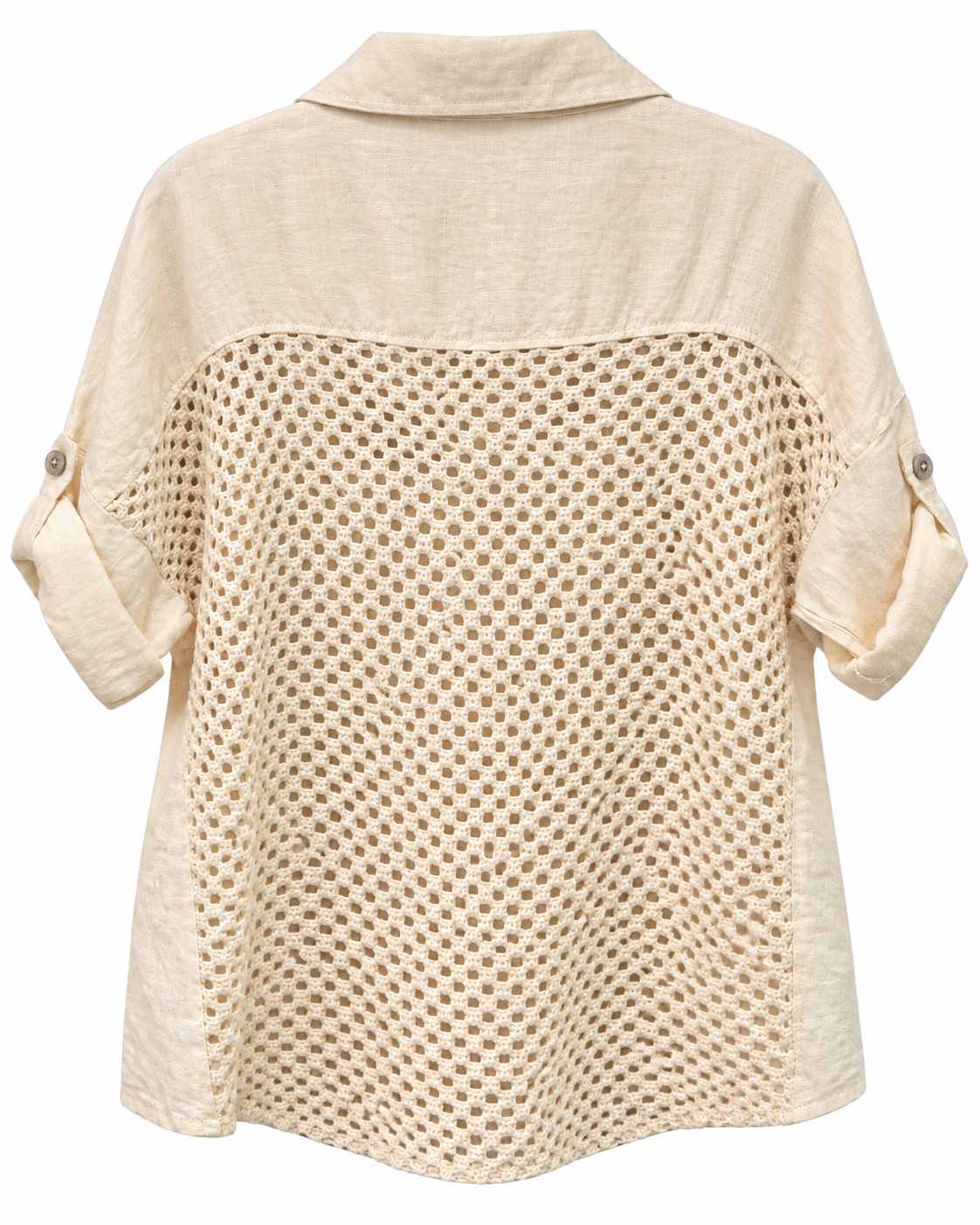 Ivory Linen Crochet Shirt