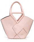 Geometric Vegan Leather Tote Bag – Blush Pink