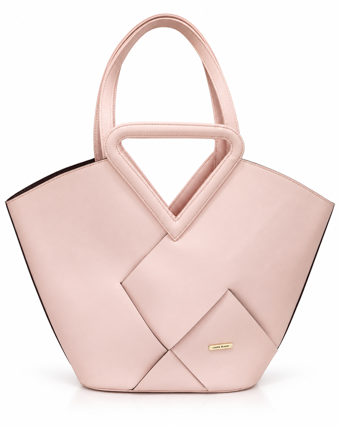 Geometric Vegan Leather Tote Bag – Blush Pink