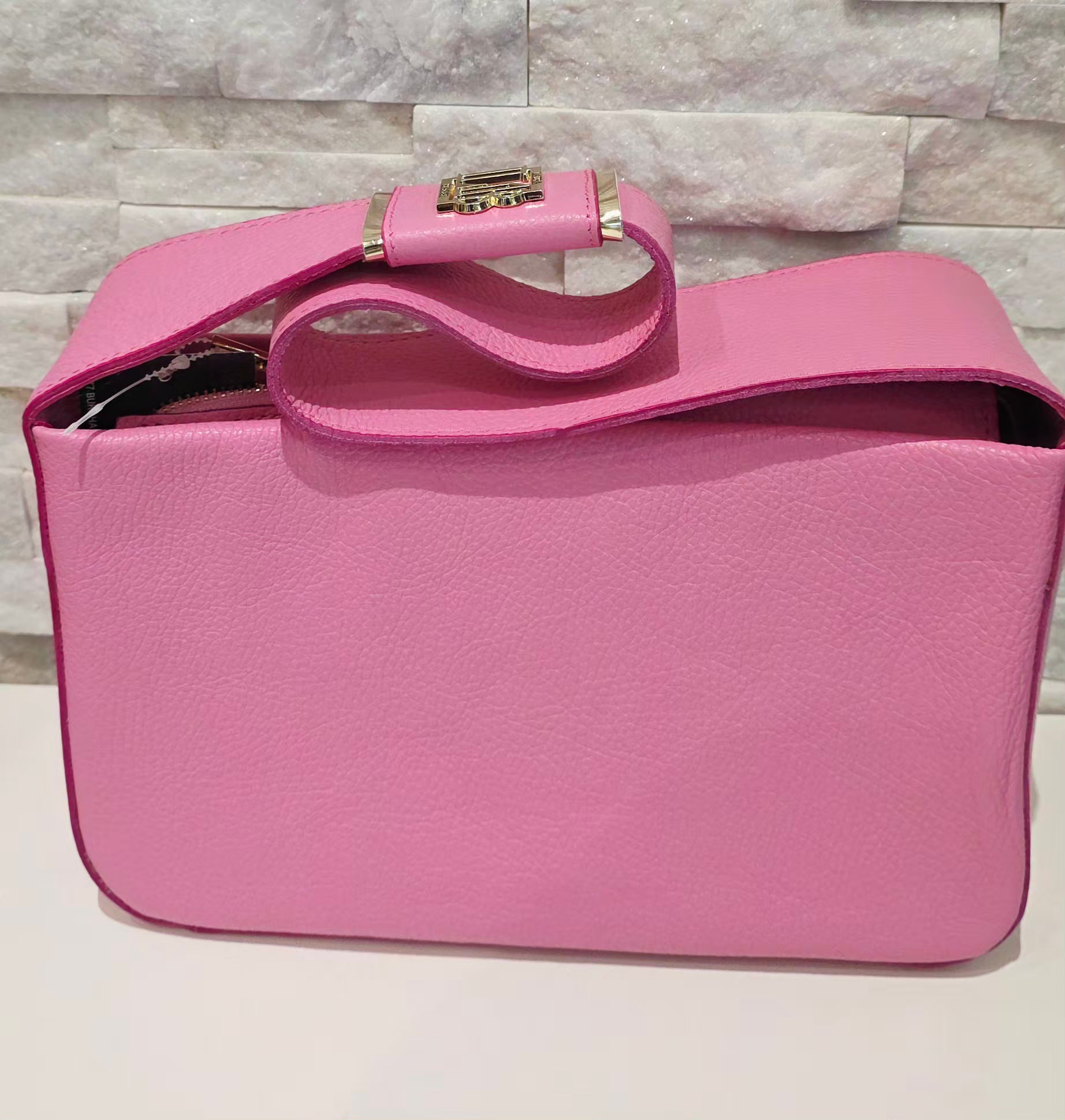 Genuine Leather Structured Top Handle Bag