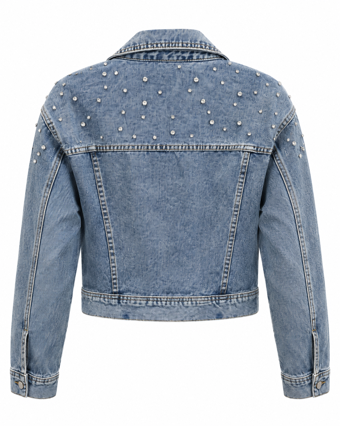 Light Blue Embellished Denim Jacket