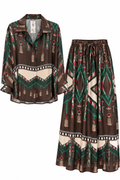 Bohemian Tassel Print Wide-Leg Pants & Blouse Set