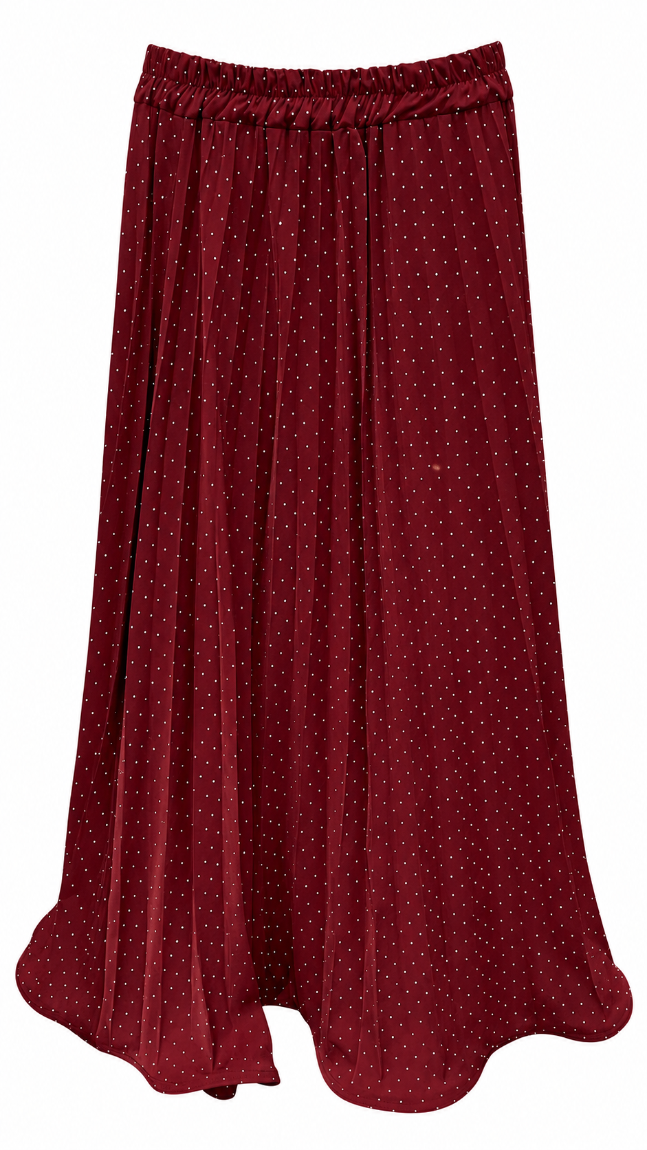Burgundy Polka Dot Satin Skirt