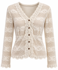 Ivory Lace Button-Down Top