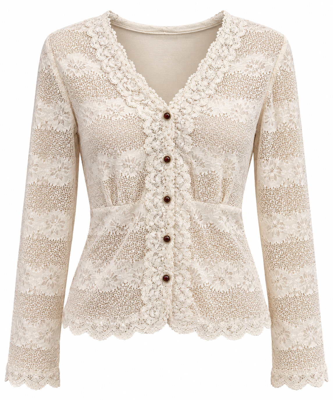 Ivory Lace Button-Down Top