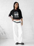 White jeans wide legs