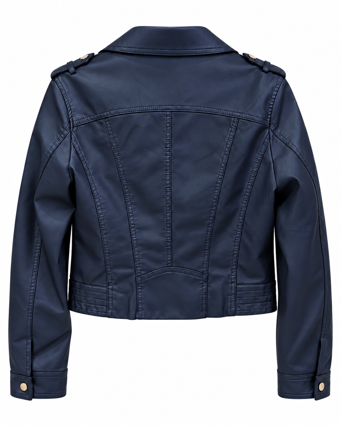 Navy Faux Leather Moto Jacket