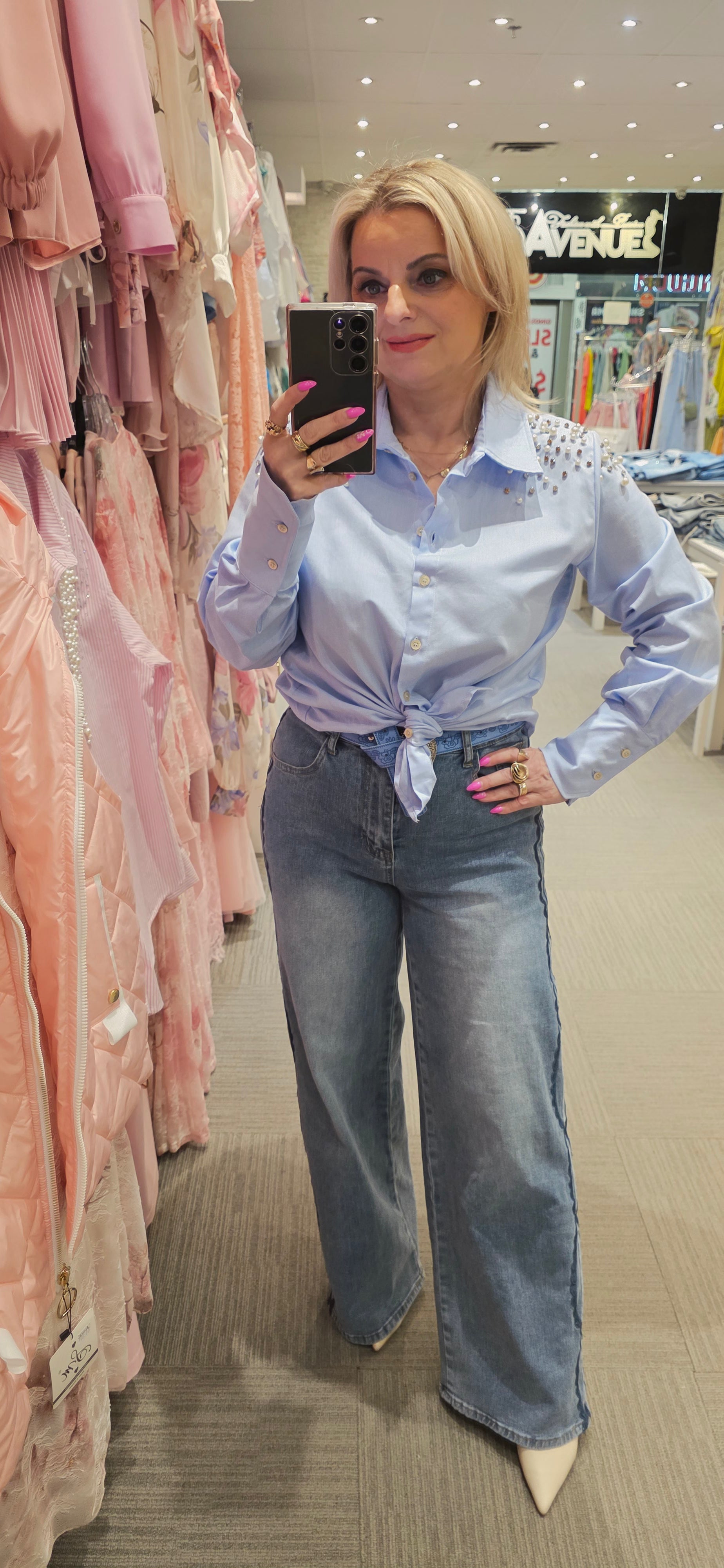 Pearl Embellished Tie-Front Shirt – "That Girl Approved"