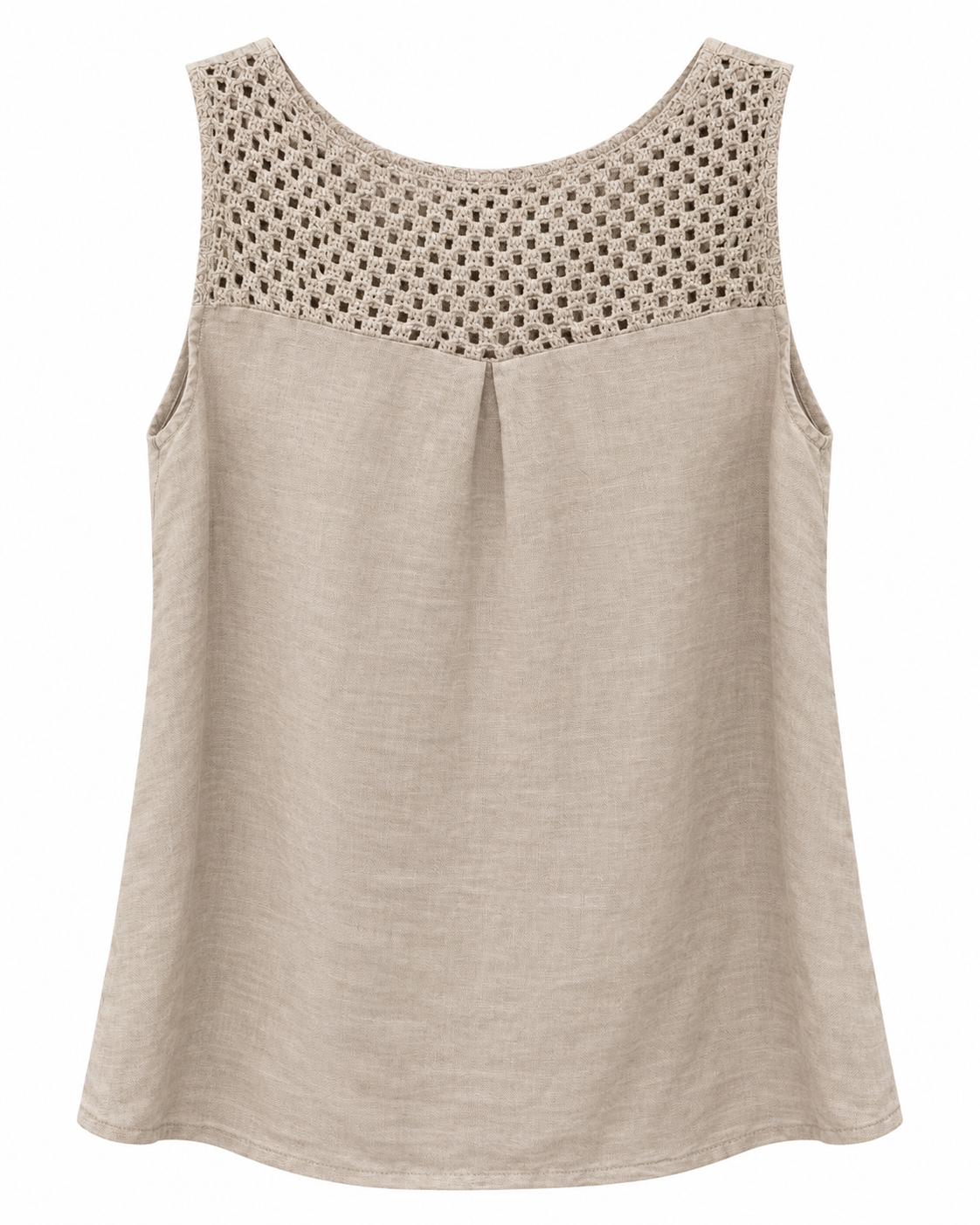 Sand Linen Crochet Flower Tank Top