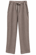 Linen Drawstring Pants with Crystal Embellishment