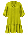 Lime Green Ruffle Shirt Dress