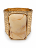 Hammered Gold Stone Cuff Bracelet